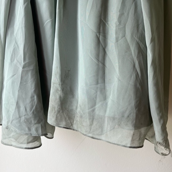 Azazie sz 4 dusty sage pleated chiffon bridesmaids gown formal dress FLAWED HEM - Picture 4 of 15